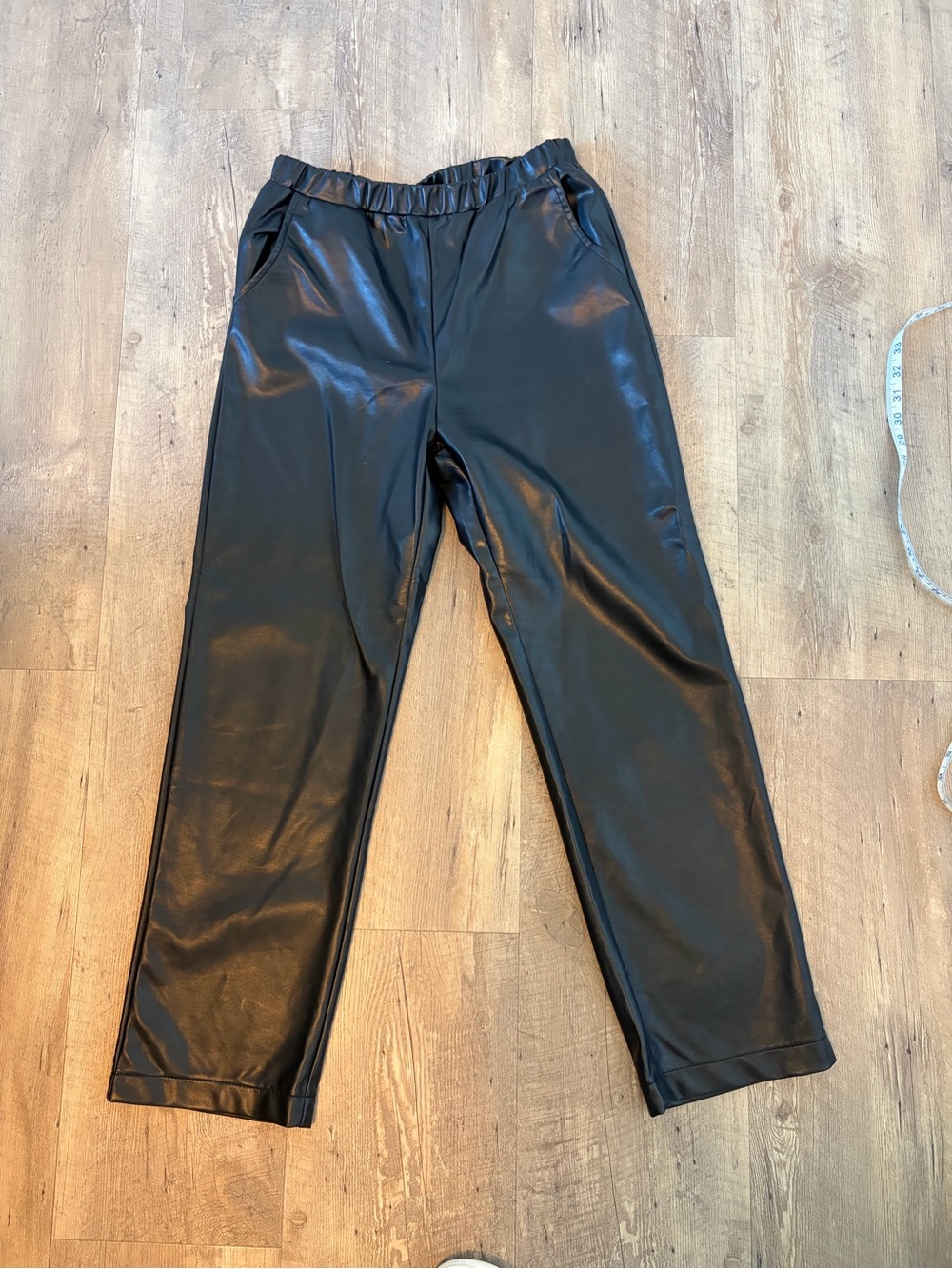 Brunette the Label Black Faux Leather Straight Leg Pants M/L